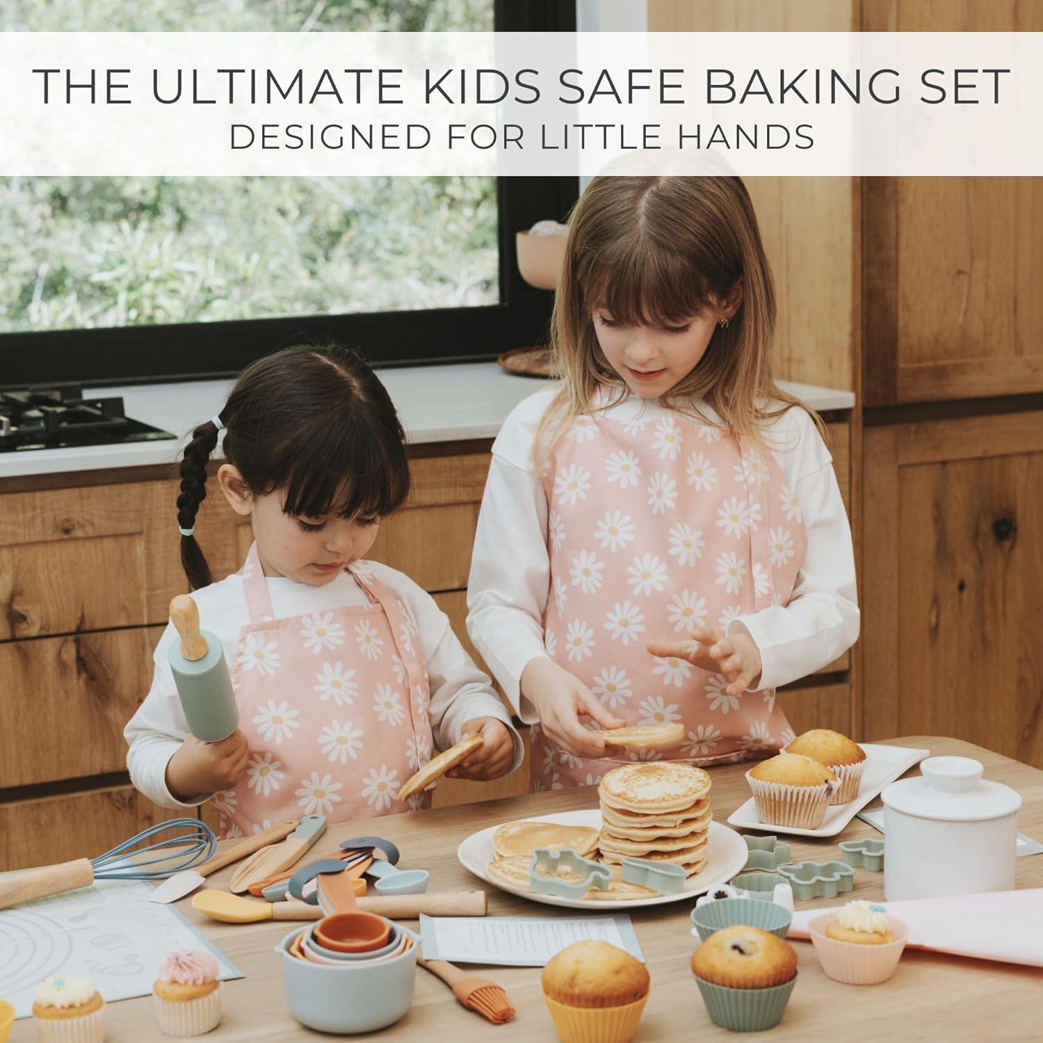Wooden Baking Set for Kids - A Complete Set of Real Kitchen Utensils Gives Toddlers a Fun Cooking Experience