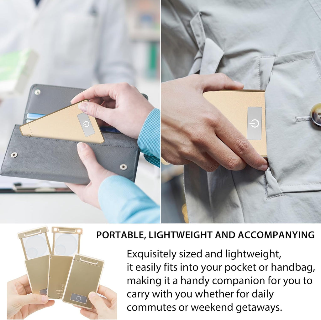 3 Pack Magnifying Glass with Light, 3X 5X Pocket Light Magnifier, LED Battery Powered Portable for Reading, Pocket