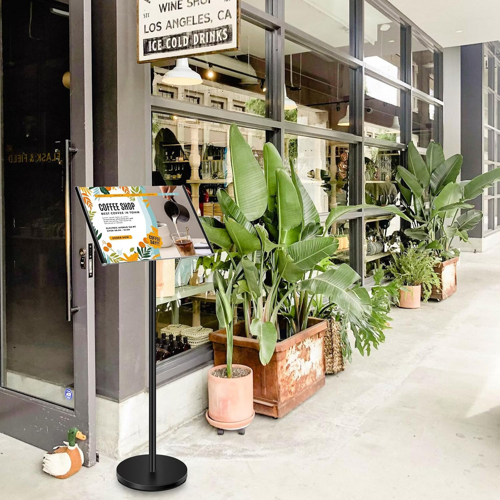 Heavy Duty Sign Stand - 5 Pack, Adjustable Pedestal Holder for 11 x 17 Signs, Horizontal/Vertical View, Indoor/Outdoor