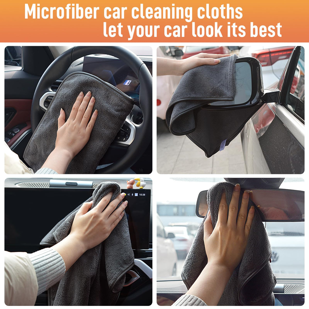 Microfiber Drying Towels for Cars Detailing 16 x 24inch 6 Pack Grey