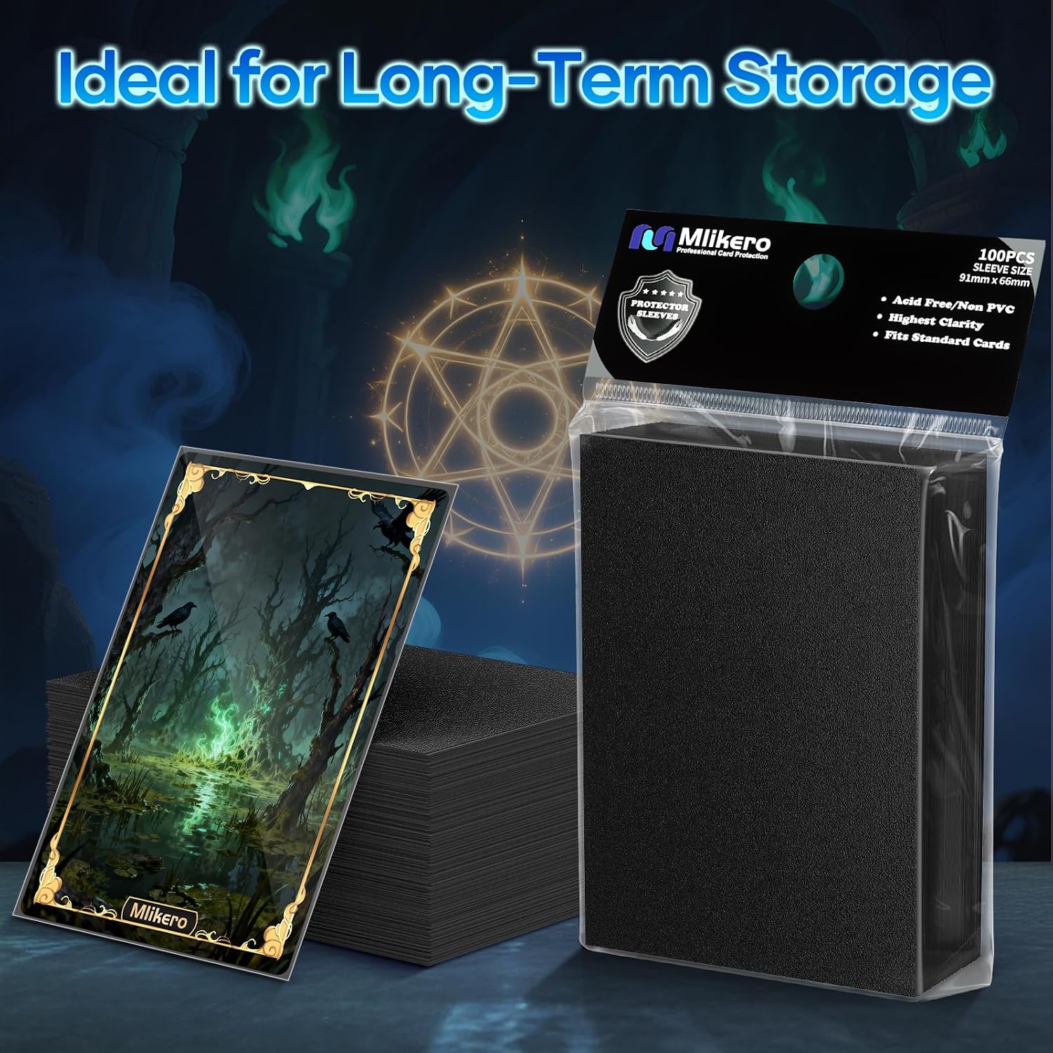 500 Counts Black Card Sleeves, Matte Card Sleeve Deck Card Protectors, Trading Card Sleeves Fit for MTG, TCG and