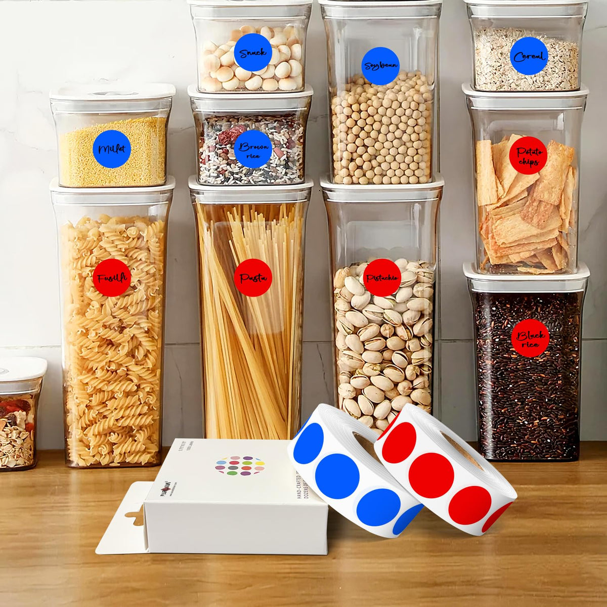 Red + Blue 0.75 inch Round Color Coding Circle Dots Labels in Box 2000pcs