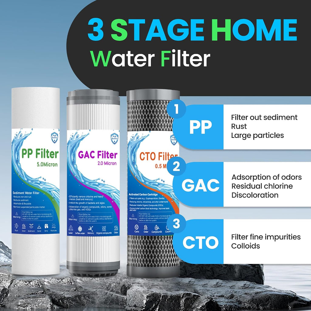 Whole House Water Filter System, Extra 2 Sets Filter,0.5Micron Filtration