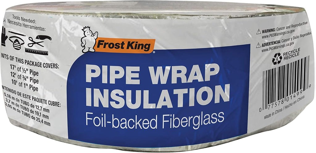 Foil Backed Fiberglass Pipe Wrap, 3"x1"x25'