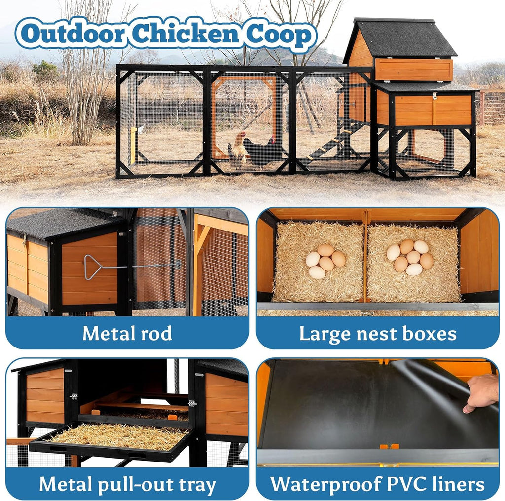 120" Large Chicken Coop with Run for 6-10 Chickens Poultry Cage