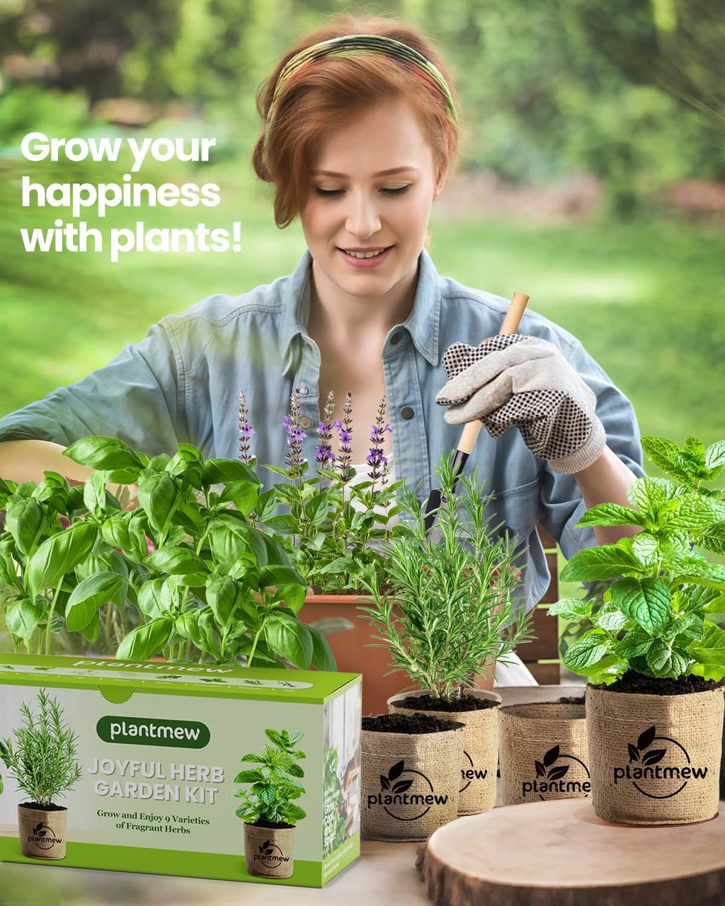 Gift for Women, Mom, Her – 9 Herb Indoor Window Garden Kit | Complete Herb Seeds Starter Set with Pots, Soil, Tools &