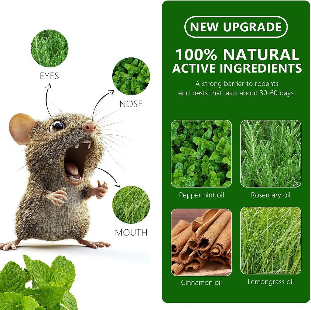 Mouse Rodent Repellent, 24 Pack Peppermint Lemon Oil Mice Repellent for Squirrel Rats Spider Pests, Natural Deterrent