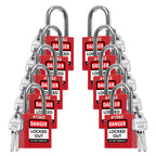 Lockout Locks, 10 Red Loto Locks Keyed Alike, 2 Keys Each