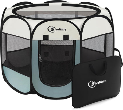Dog Cat Playpen, Puppy Pet Playpen Indoor for Small Dog Crate Tent Cage Outdoor, Portable Pop Up Dogs Enclosure