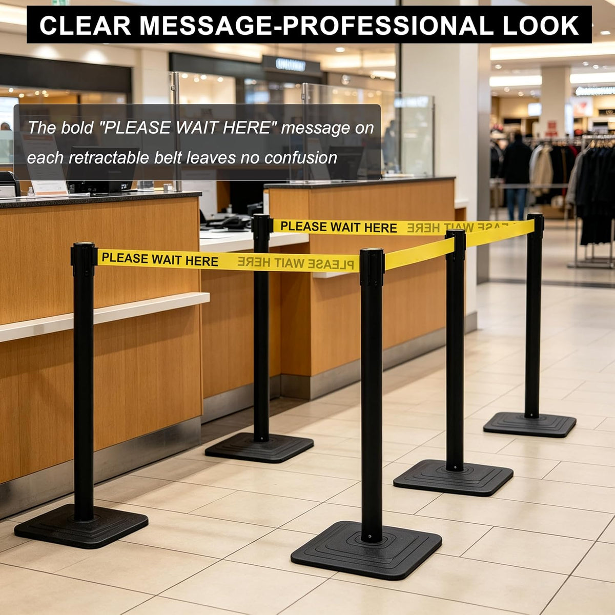 4-Pack Crowd Control Stanchions, Heavy Duty Stanchion Set