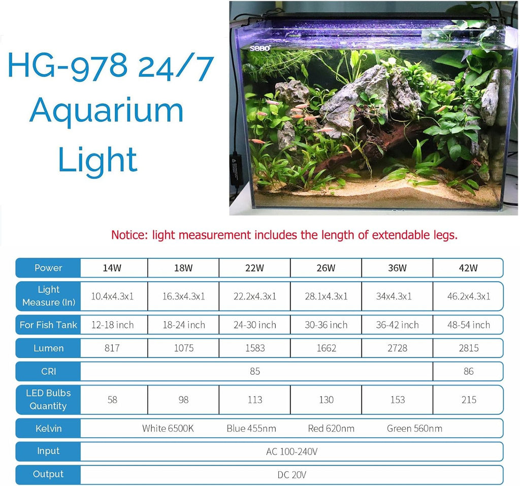 Advanced LED Aquarium Light with Timer, 24/7 Lighting Cycle & DIY Mode, Full Spectrum Fish Tank Light for 30-36 in
