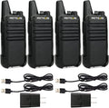 RT22 Compact & Lightweight FRS Walkie Talkies Long Range (4 Pack) | For Small Business, Camping, Hiking, Cruise, Safe