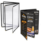 Menu Covers 8.5 x 11 Inch Restaurant Menu-Holder - 2PCS 4 Page 8 View Transparent Menu Sleeve,Fits A4 Size Paper for