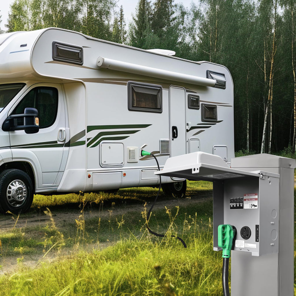 RVGUARD 20 30 50 Amp RV Temporary Power Outlet Panel with Breaker, Type 3R