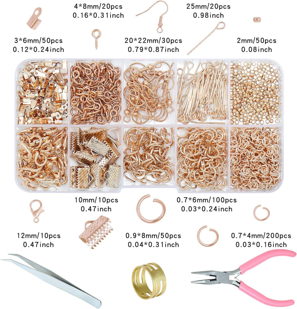 Jewelry Making Supplies Kit, Jewelry Repair Tools Kit with Pliers, Open Jump Rings, Lobster Clasps, Earring Hooks