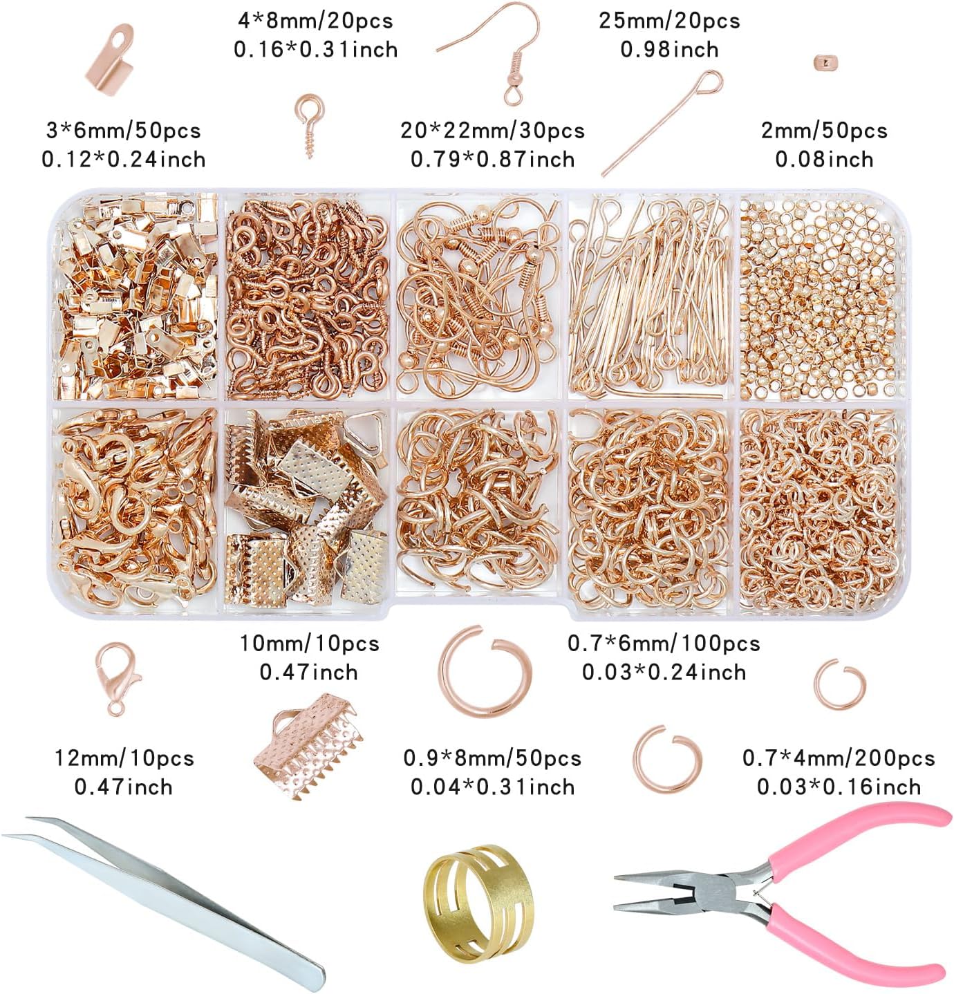 Jewelry Making Supplies Kit, Jewelry Repair Tools Kit with Pliers, Open Jump Rings, Lobster Clasps, Earring Hooks