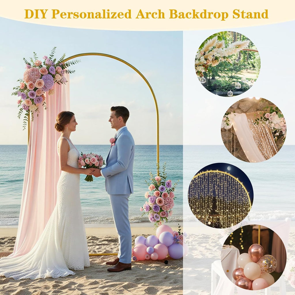 7.2FT Metal Arch Backdrop Stand, Gold Wedding Balloon Arch Stand