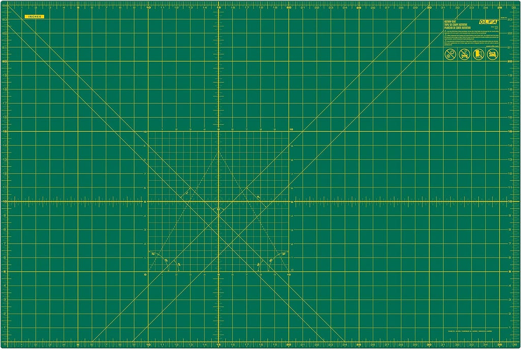 24x36" Self-Healing Rotary Cutting Mat (RM-MG) - Double-Sided, Green | Self-healing, triple-layer, double-sided grid