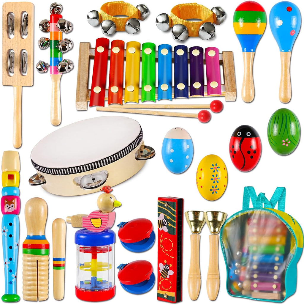 Toddler Musical Instruments,Wooden Percussion Instruments Toy for Kids Preschool Educational Musical Toys Set for