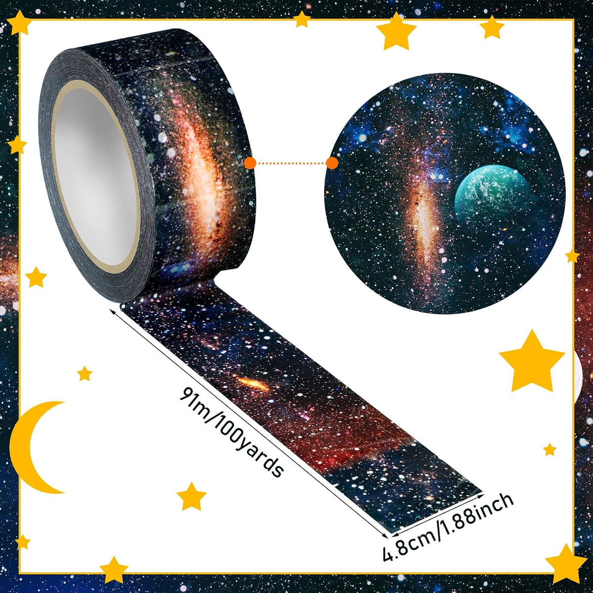 Galaxy/Wood Decorative Duct Tape Sticker 1.89'' 100 Yard, Galaxy