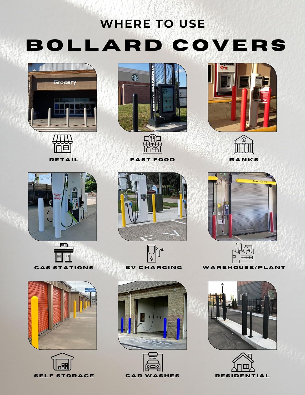 1/4" Yellow Safety Bollard Cover 6" x 60". Installation Tape Included with Dome Top Bollard Post Sleeve