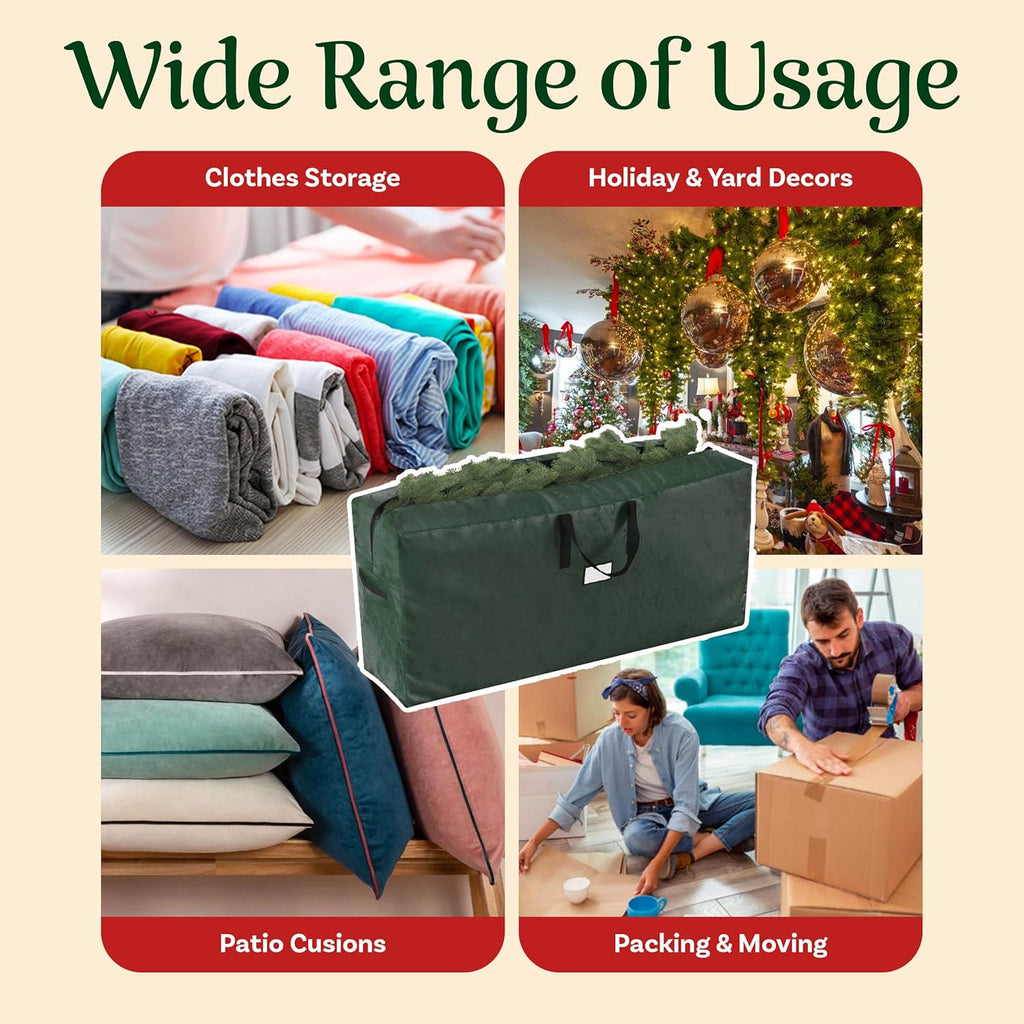 Christmas Tree Storage Bag with Handles, Green, 65” x 15” x 30”