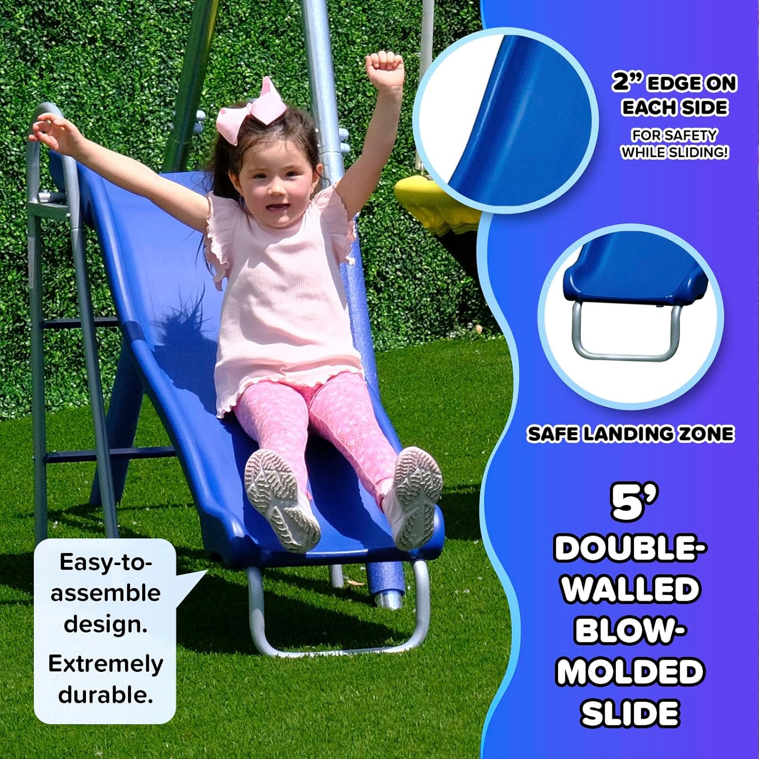 Taylor 700lbs Galvanized Metal Swing Set for Kids for Backyard & Outdoors with Teeter-Totter, Saucer & Standing