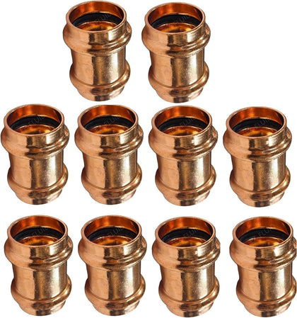 (10pcs) EZ-FLUID Heavy Duty 3/4" Press Slip Coupling,without Stop, No Stop Pro press Couplings,Pressure Copper Fitting,LF Copper Fitting Connection,Residential,Commercial Plumbing