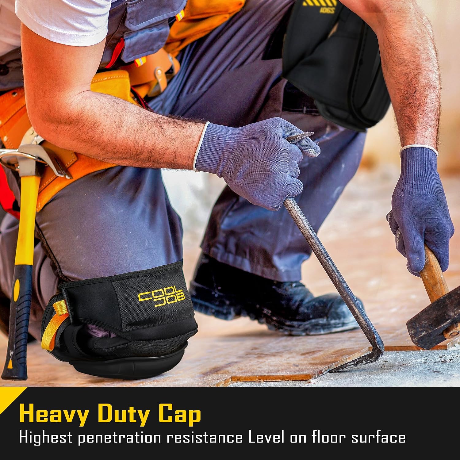 Professional Knee Pads with Heavy Duty Anti-Slip Cap, Comfortable Foam Cushion and Extra Thick Gel Padding for