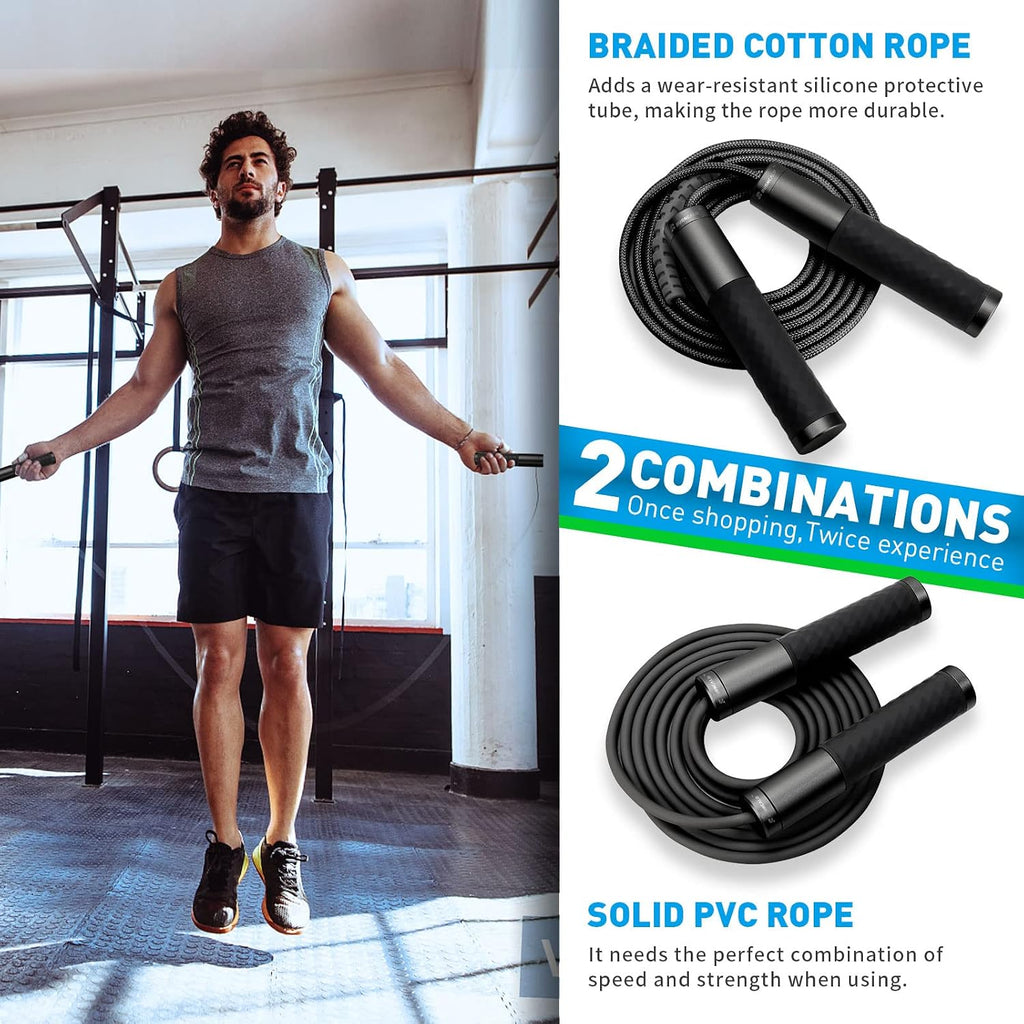 Weighted Jump Rope for Men, Women (1.5LB) - Alloy Steel Handles, Speed Skipping Rope, Gym,Indoor/Outdoor - Fitness