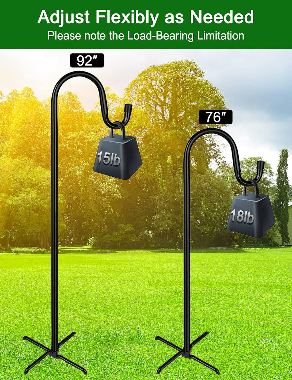Shepherd-Hooks Adjustable for Bird-Feeder Lantern Plant-Hook Garden-Stake - Plant Stand Hanger for Outdoor Flower