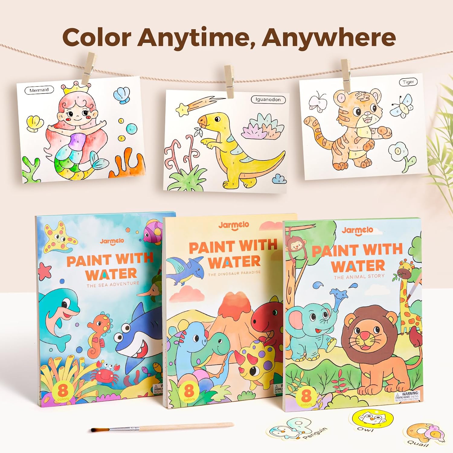Paint with Water Books for Toddlers, Mess Free Watercolor Painting Activity for Kids Ages 1-3, 2-4, 4-6, Art Craft