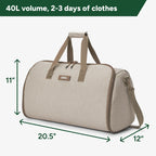 Convertible 2-in-1 Garment Duffel Weekender 40L, Carry On, Stone