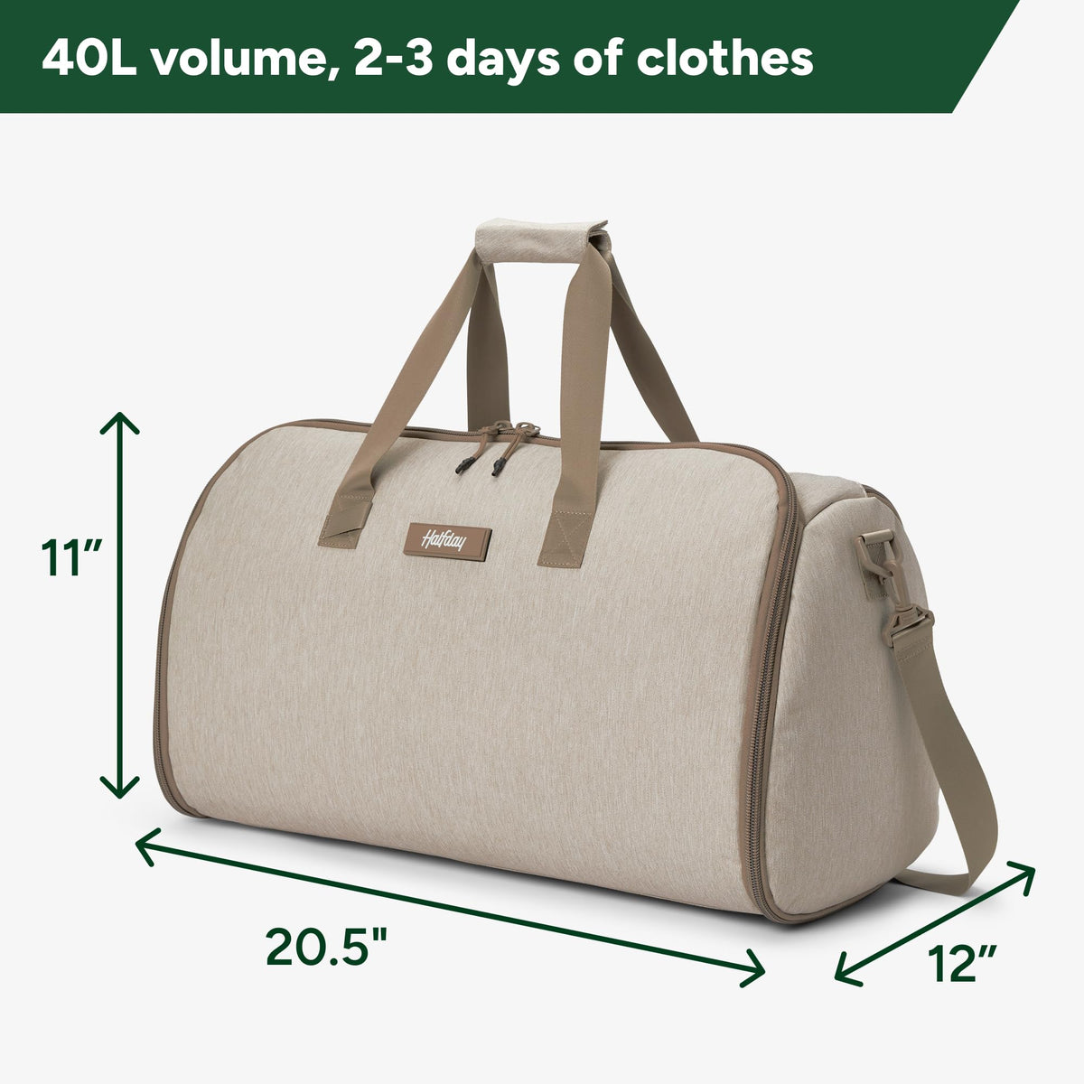 Convertible 2-in-1 Garment Duffel Weekender 40L, Carry On, Stone