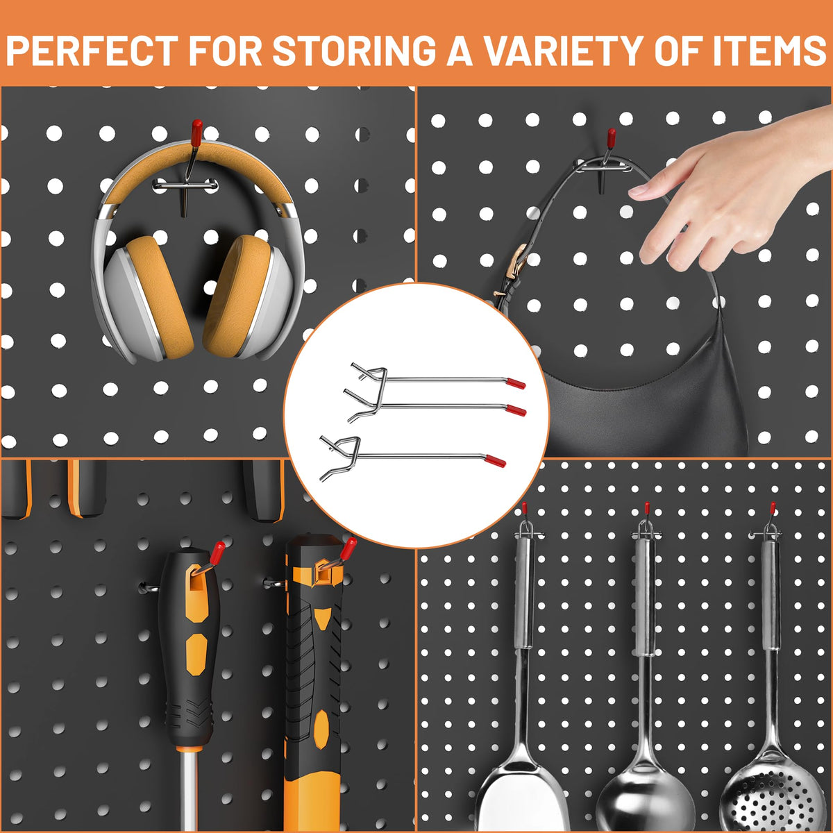 Pegboard Hooks Set, Peg Board Organizer Accessories with Bins