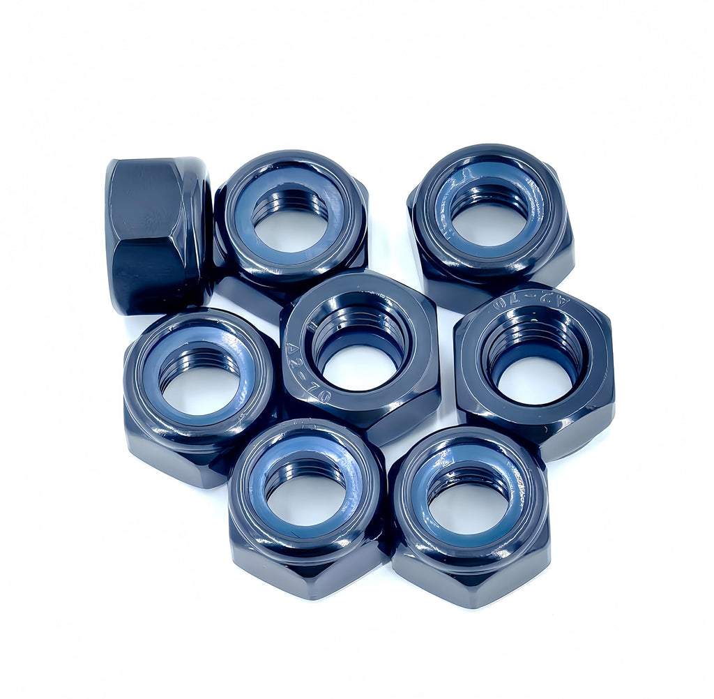 8Pcs M14 x 2mm Nylon Insert Hex Lock Nuts, 304 Stainless Steel Locknuts,Black