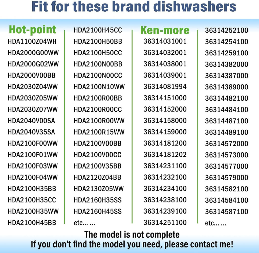 WD08X10057 Dishwasher Door Gasket Seal with WD8X228 WD8X227 Corner Baffles