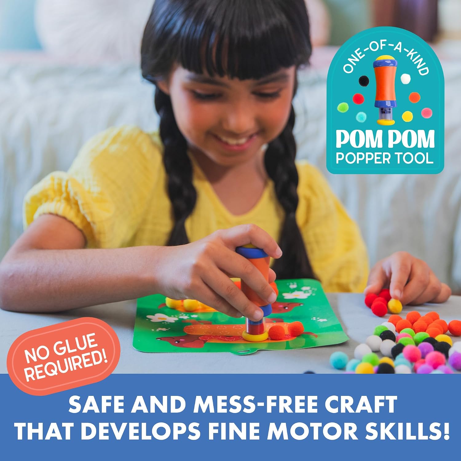 Pom Pom Kit: Animal Dress Up - Arts and Crafts for Kids 4-6, DIY Arts & Crafts Kits, Kids No Mess Activities