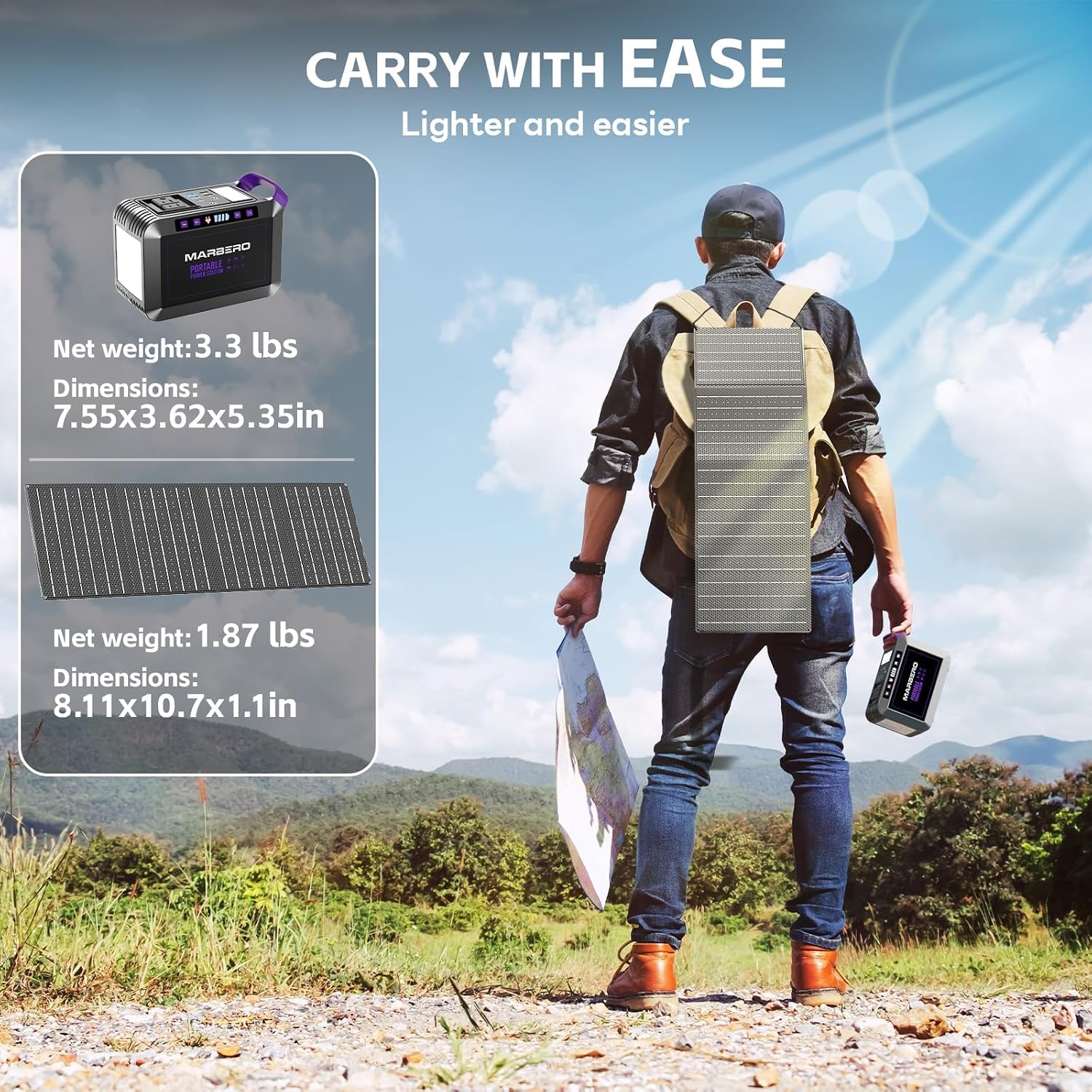 172Wh Solar Generator with Panels Included Solar Panel Kit 40W | Solar Powered Generator 270W Surge Portable Power