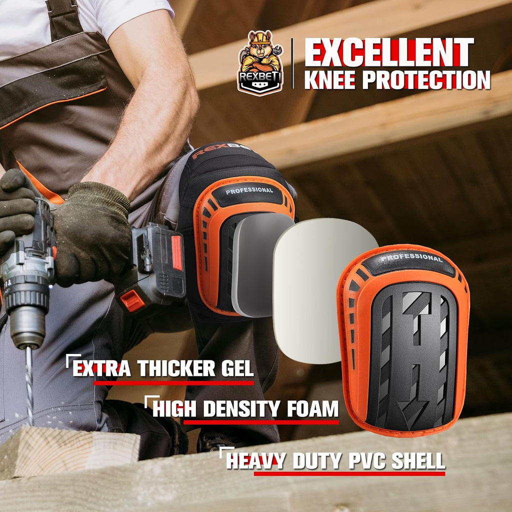 Construction Knee Pads for Men, Heavy Duty Comfortable Anti-slip Foam Gel Knee Pads for Gardening Flooring and