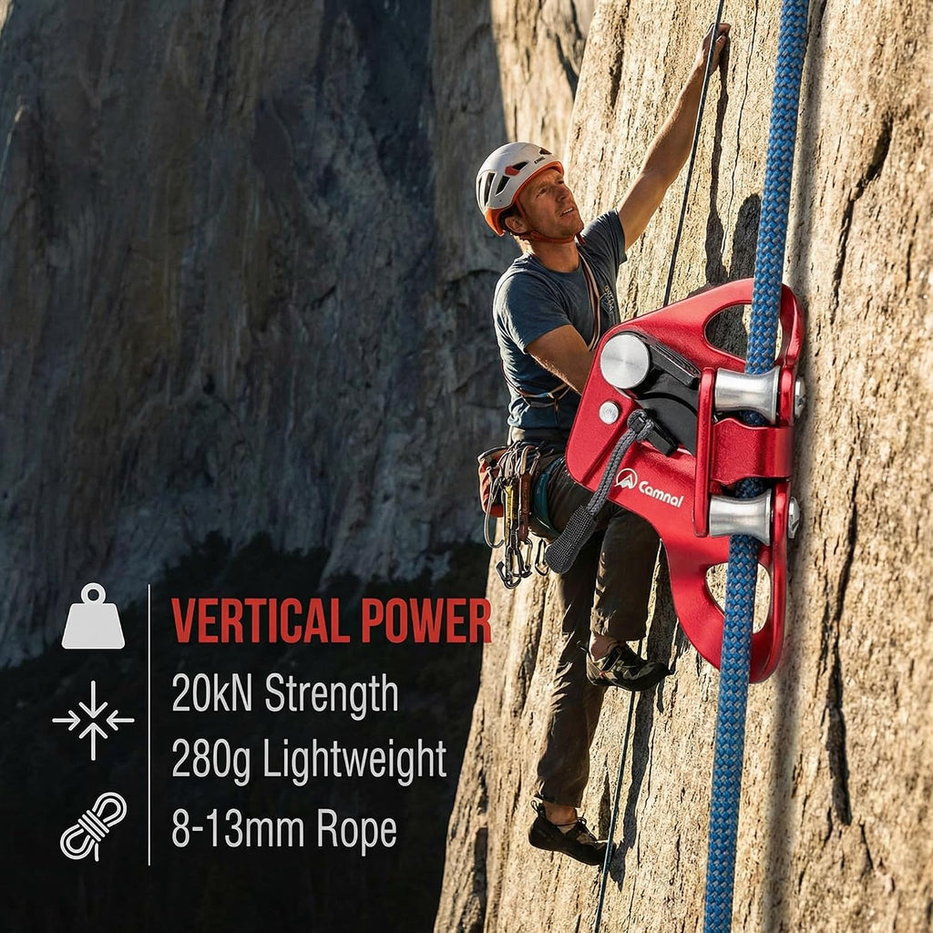 Professional Chest Ascender for Rock Climbing & Rescue - 7075 Aluminum Rope Ascender with Dual Carabiner Slots