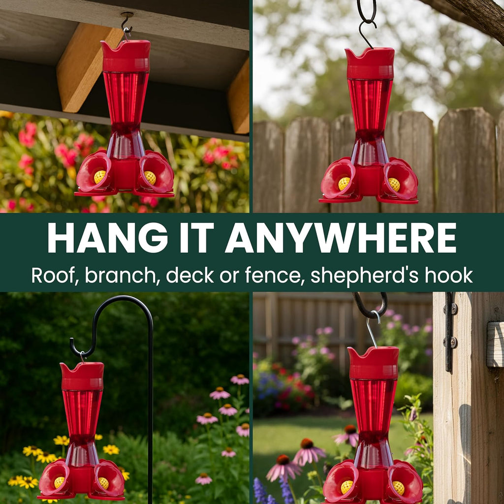 Red Pinch-Waist Plastic Hummingbird Feeder, 8 oz Capacity