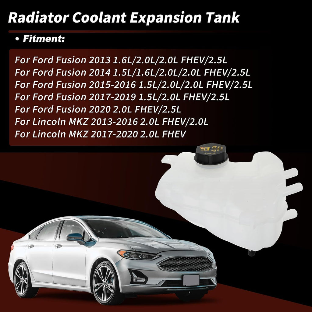 Coolant Expansion Reservoir Tank with Cap for Ford Fusion 2013-2020 Pressurized Radiator Coolant Overflow Reservoir Recovery Tank 603-316 DG9Z8A080A HG9Z8A080B