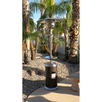 HLDS01-SSHGT 48,000 BTU Propane Patio Heater with Wheels and Table, Large, Hammered Bronze/SS