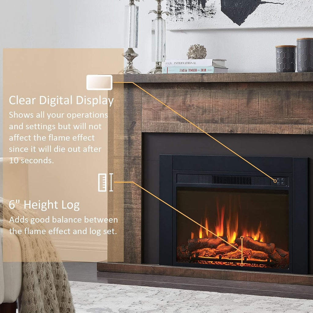 Adam Electric Fireplace Insert with Front Trim Kit, 23" W x 17" H (EF447) with Front Trim Kit, 1500W Heater, Remote
