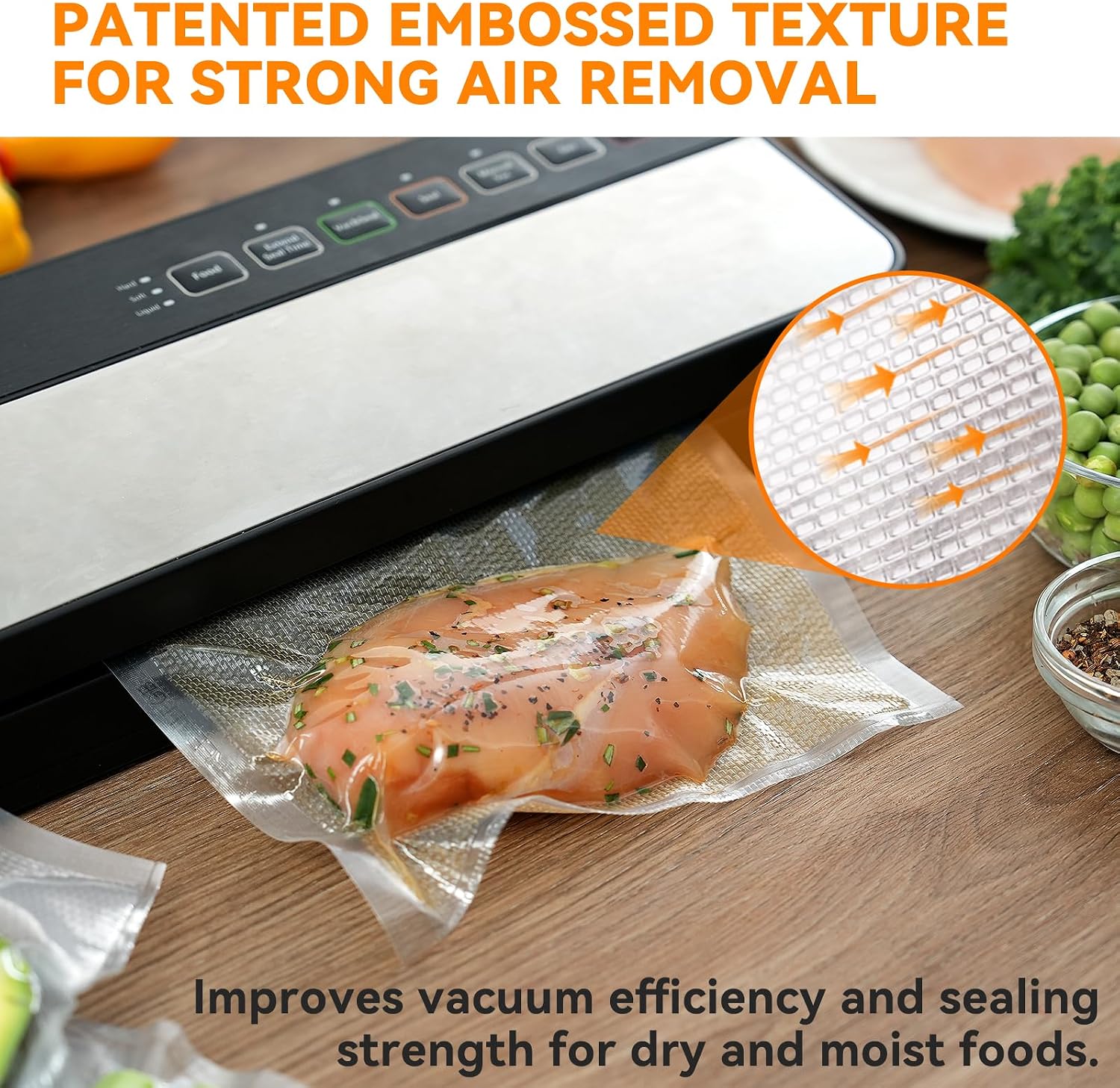 Vacuum Sealer Bags 11x16 2 rolls, for Food Saver, Suction Channel