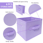 Purple Storage Bins [3 Pack] 9.0"x7.5"x7.5",Mini Storage Box Fabirc Foldable Closet Toy Organizer Collapsible Cloth