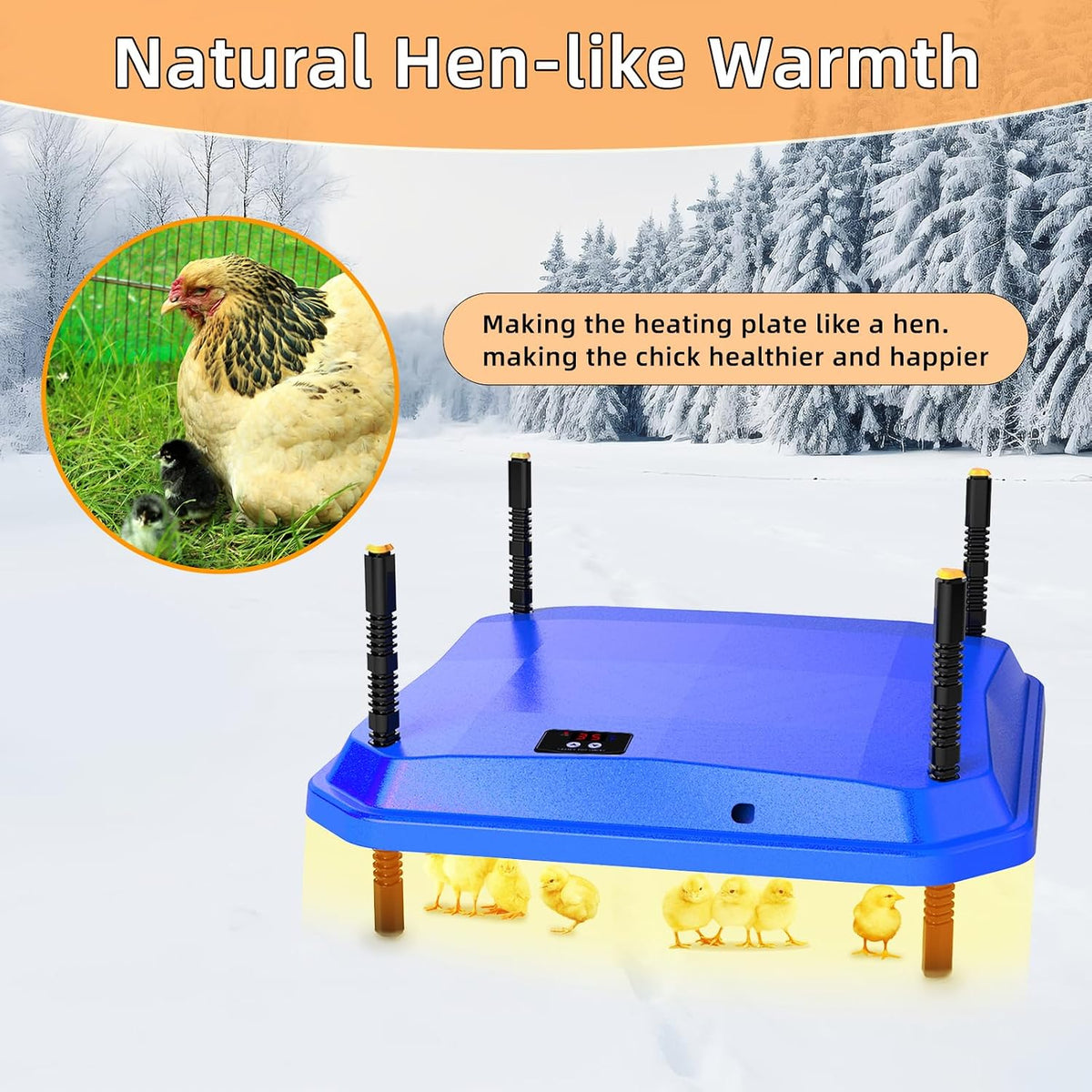 Chick Brooder Heating Plate, Brooder Heater for Chicks, Adjustable Temperature Height Adjustable Brooding Heater