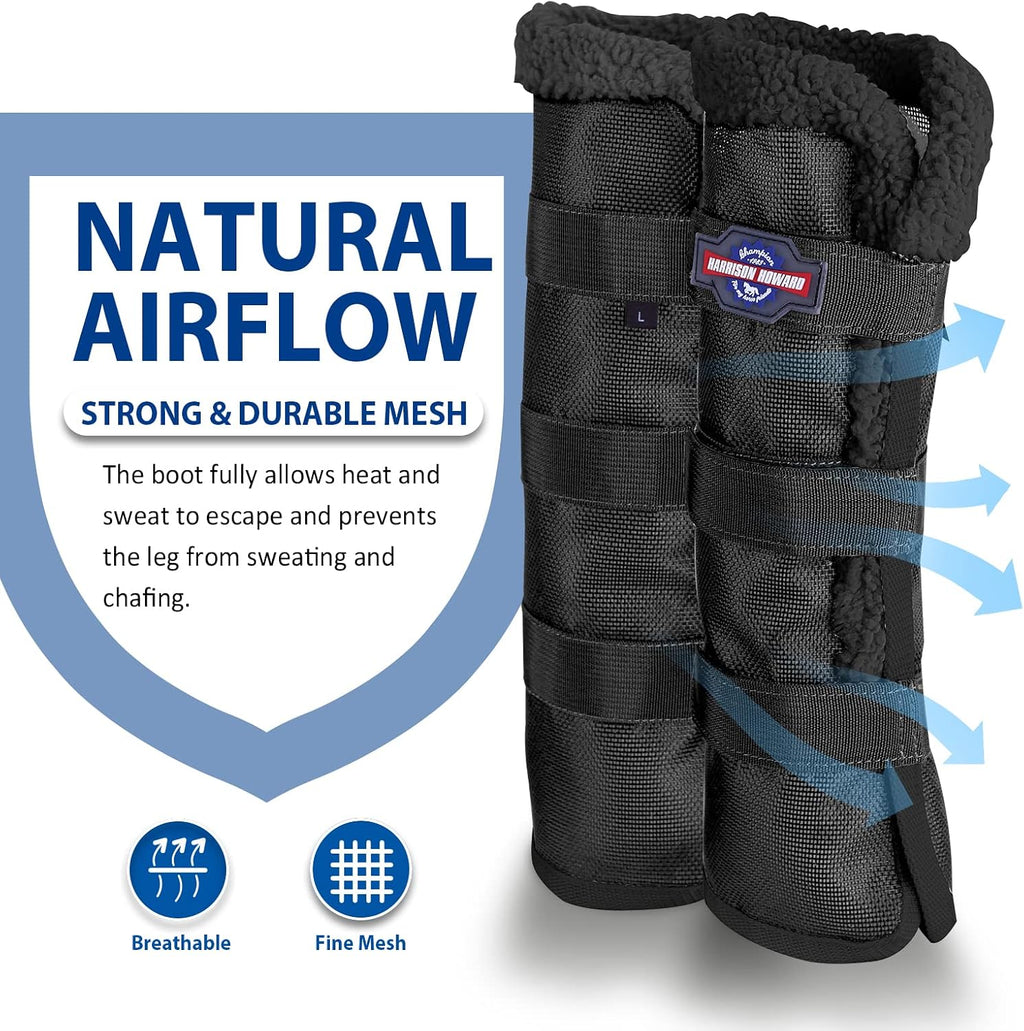 Horse Fly Boots with Fleece Trim Long-Lasting Breathable Cool Mesh Adjustable Closure