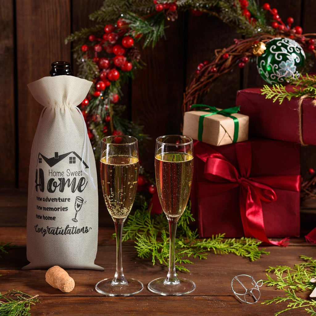 8 Pcs New Home Wine Gift Bag Burlap for Housewarming Bottles